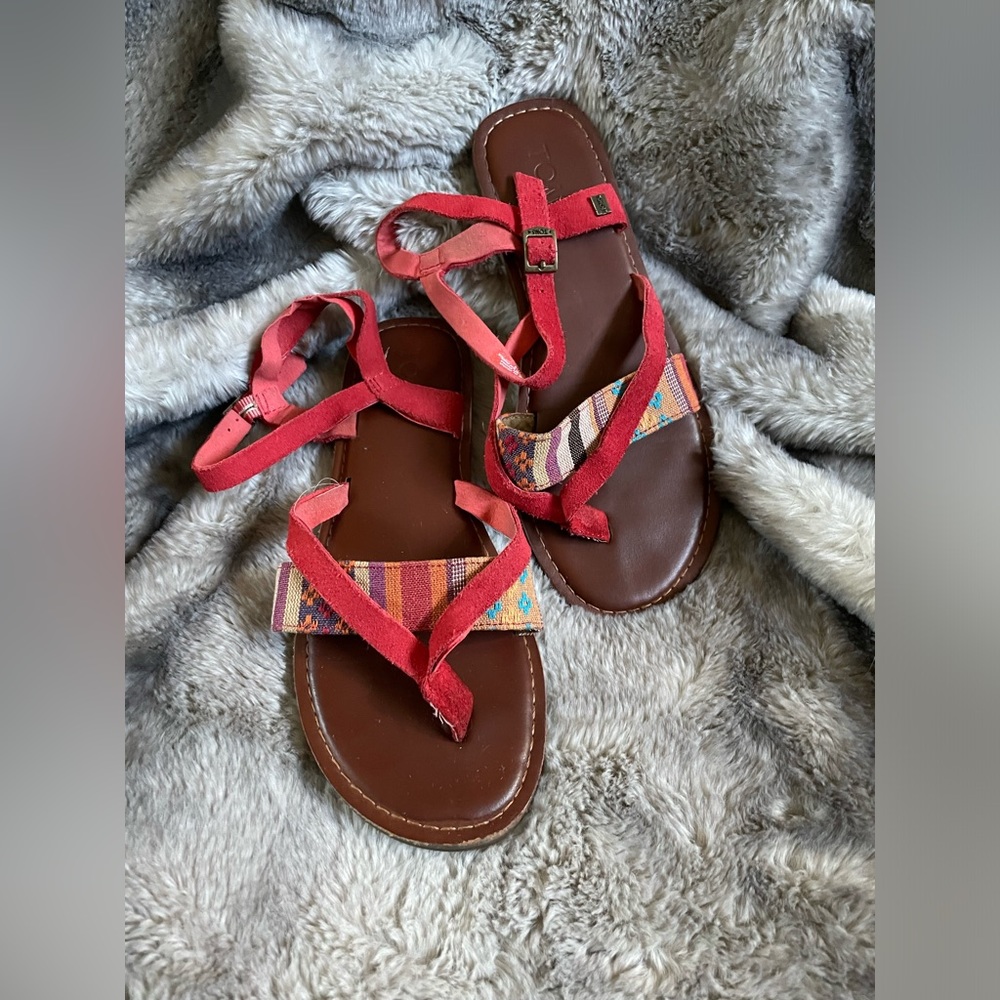 Toms Red Sandal Size 6.5